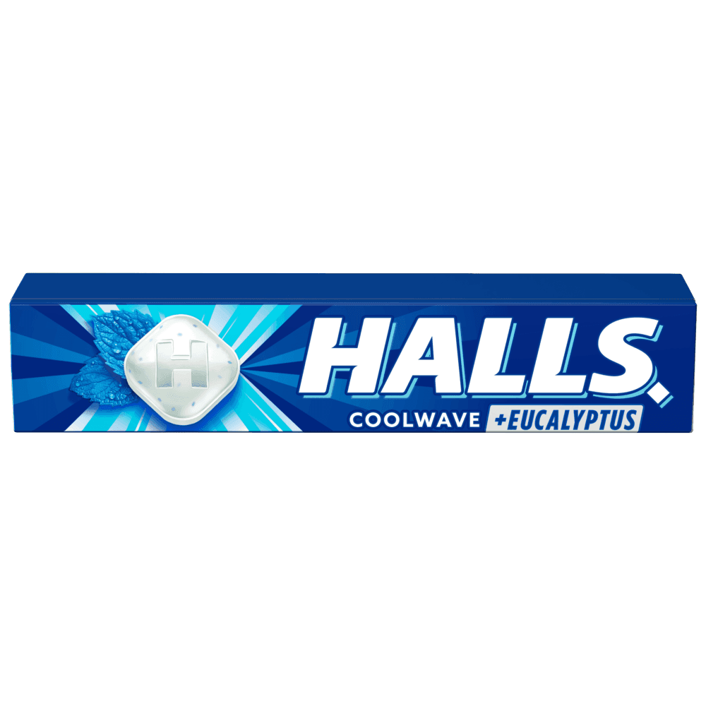 HALLS COOLWAVE Cukierki o smaku mentolowo-eukaliptusowym 33,5 g