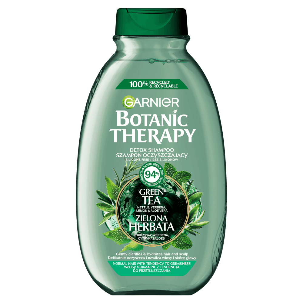GARNIER BOTANIC THERAPY Szampon oczyszczający zielona herbata pokrzywa werbena cytryna aloes 400 ml