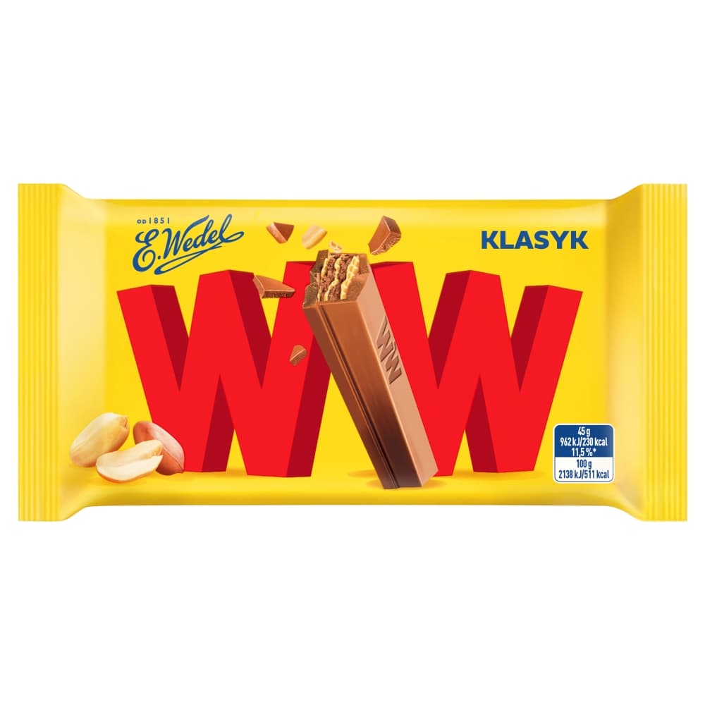 E. WEDEL WW Wafelek z mleczną czekoladą i kremem orzechowym 45 g