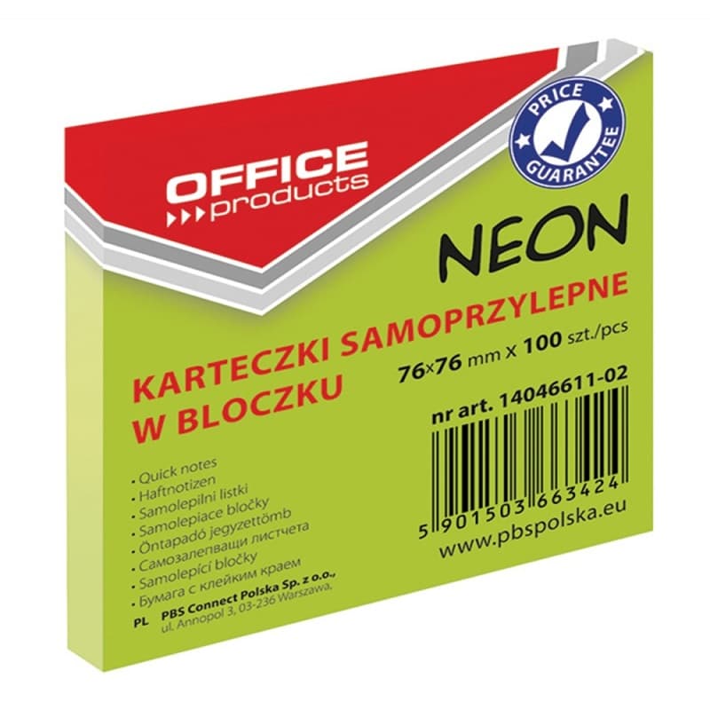 OFFICE PRODUCTS Bloczek samoprzylepny zielony 100 kartek