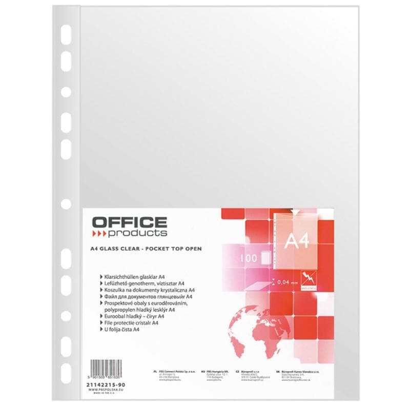 OFFICE PRODUCTS Koszulki na dokumenty krystal PP A4 100 szt.