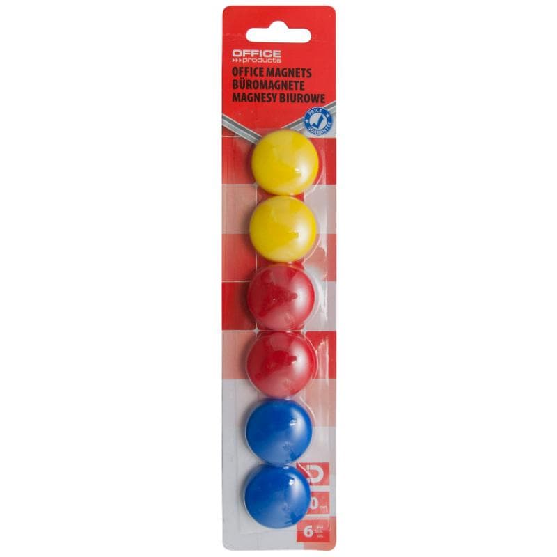 OFFICE PRODUCTS Magnesy do tablic okrągłe mix kolorów 6 szt.