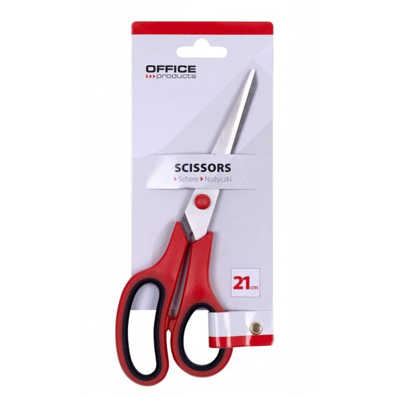 OFFICE PRODUCTS Nożyczki biurowe miękki uchwyt czerwono-czarne 21 cm 1 szt.