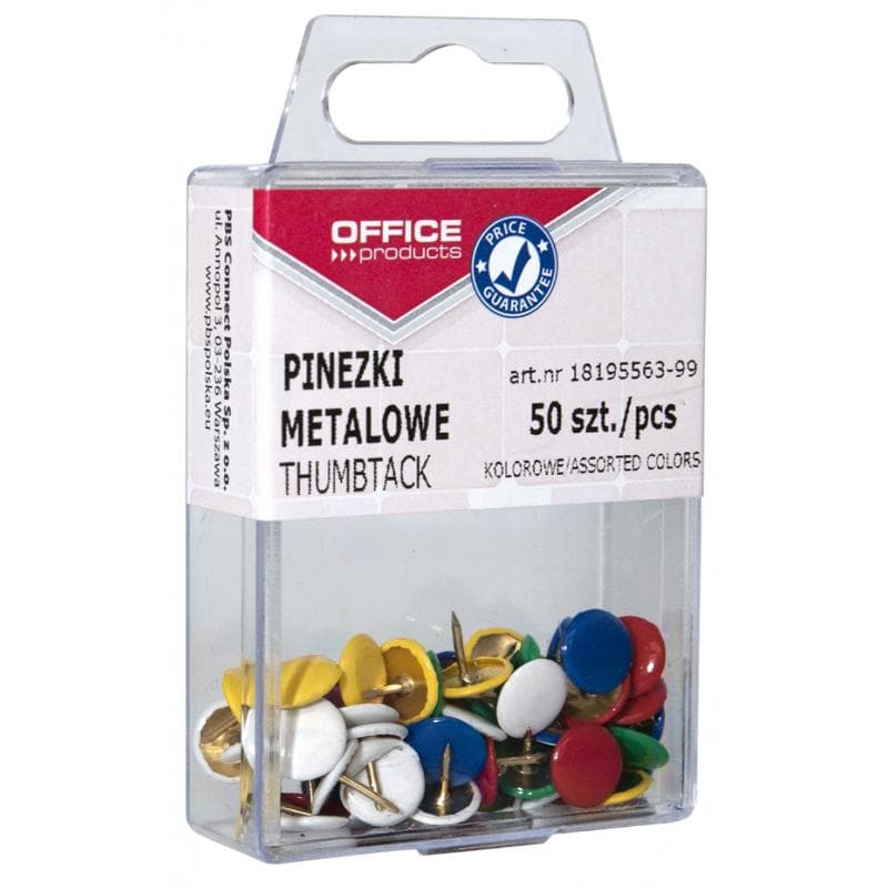 OFFICE PRODUCTS Pinezki kolorowe w pudełku 50 szt.