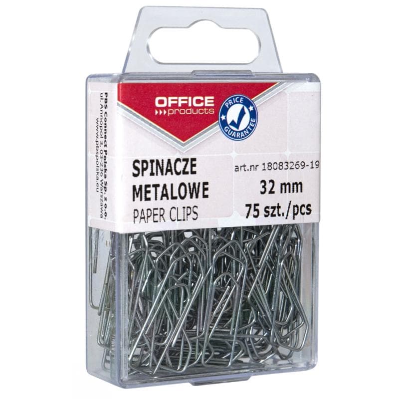 OFFICE PRODUCTS Spinacze metalowe w pudełku srebrne 75 szt.