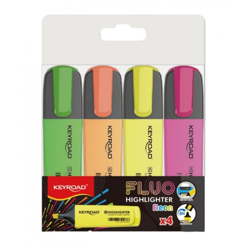 KEYROAD Zakreślacz Fluo Neon mix kolorów 4 szt.