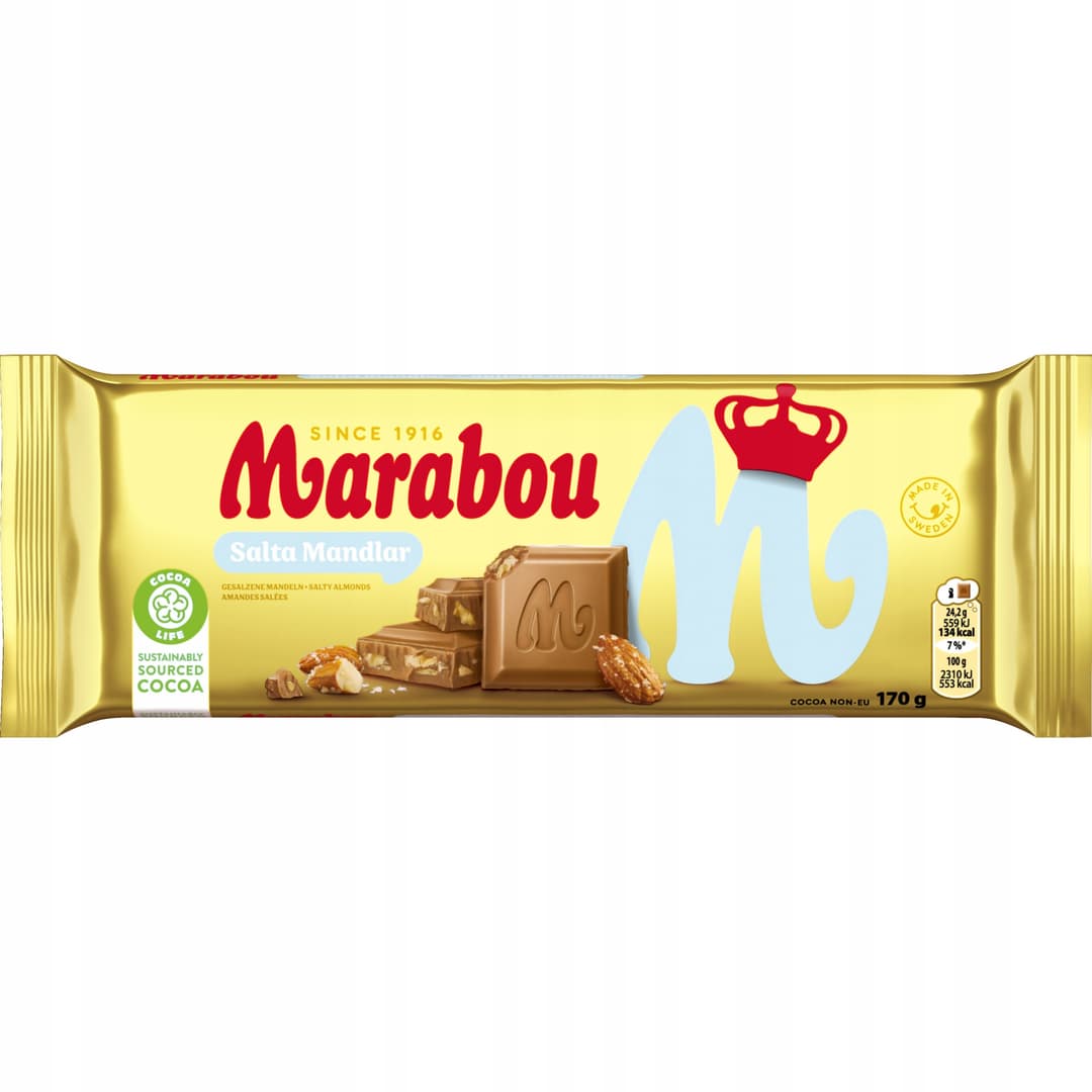 MARABOU Czekolada mleczna z solonymi migdałami 170g