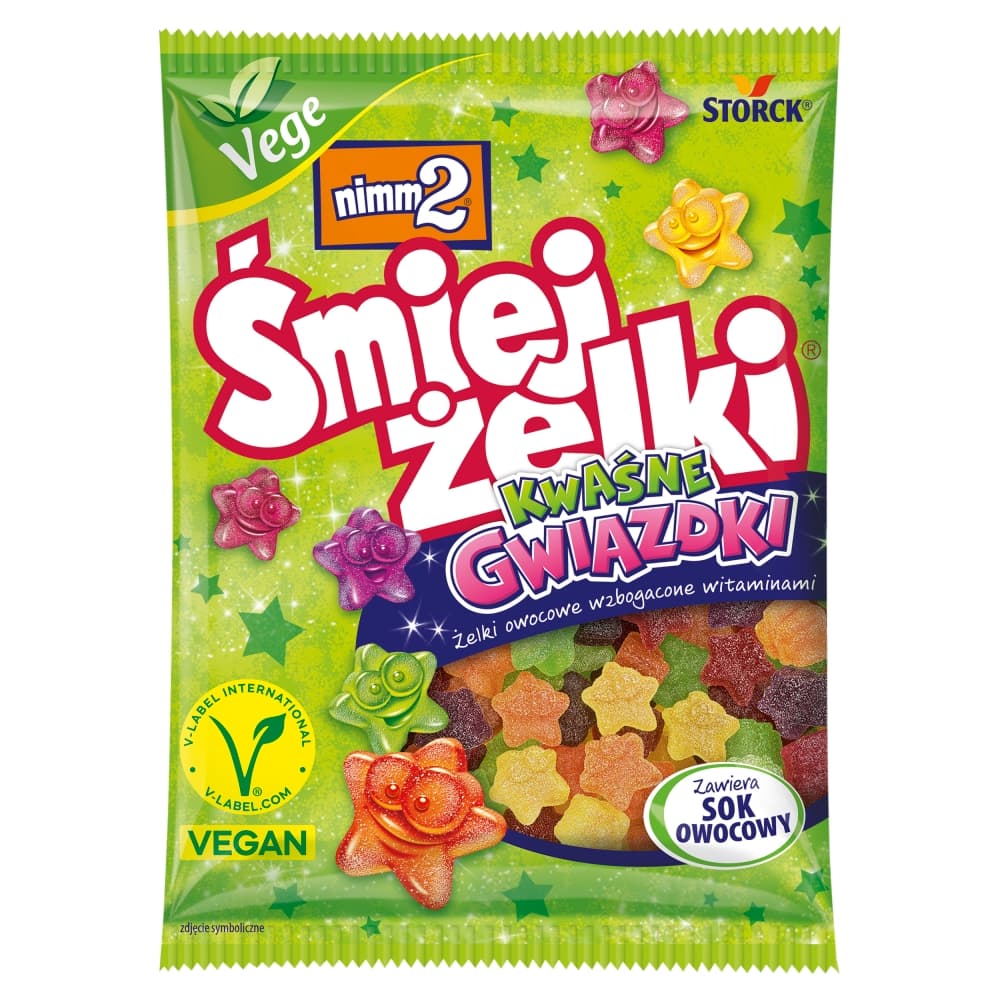NIMM2 ŚMIEJŻELKI Kwaśne gwiazdki żelki owocowe wzbogacone witaminami 90 g