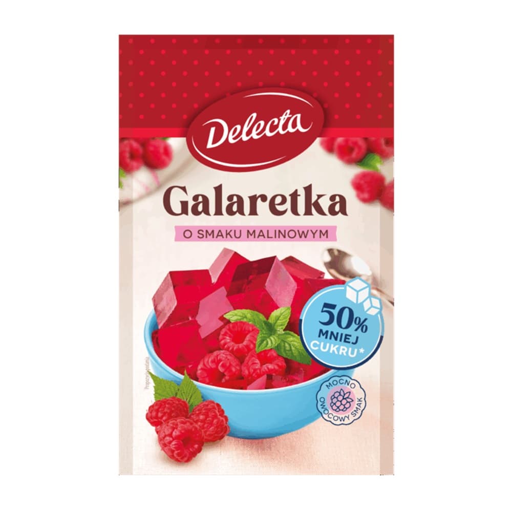 DELECTA Galaretka 50% mniej cukru smak malinowy 39 g