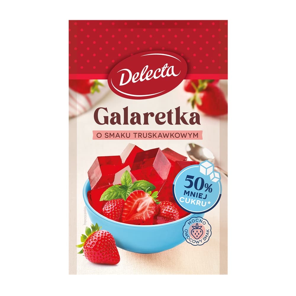DELECTA Galaretka 50% mniej cukru smak truskawkowy 39 g