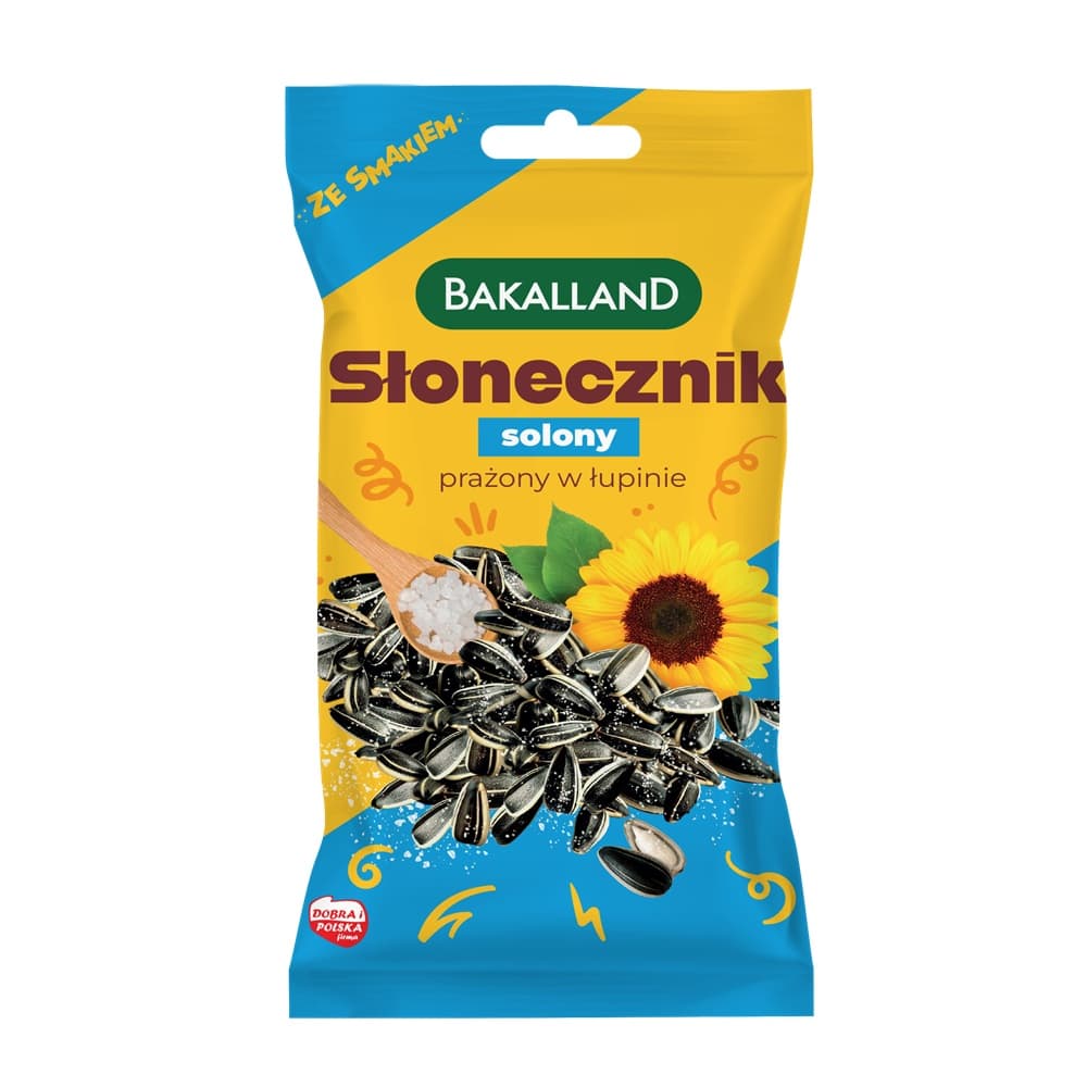 BAKALLAND Słonecznik w łupinie prażony solony 80 g