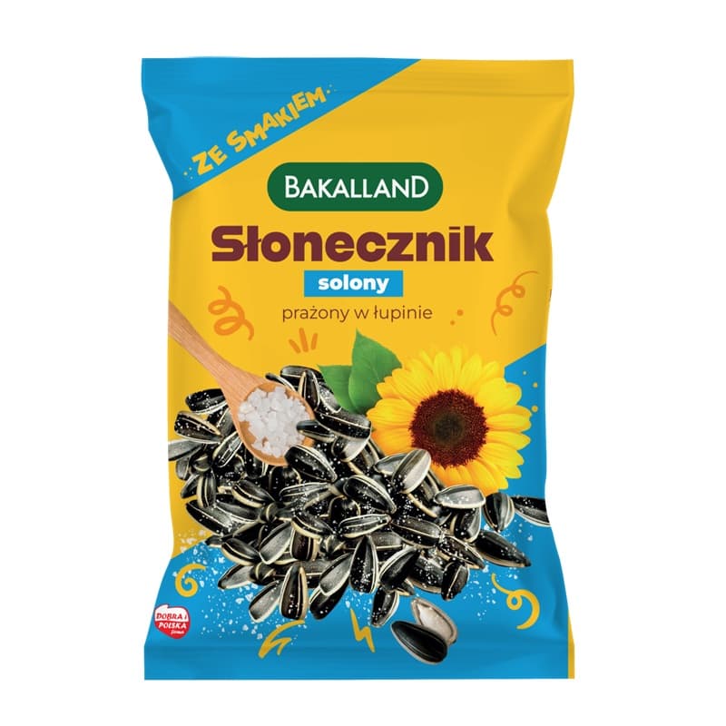 BAKALLAND Słonecznik w łupinie prażony solony 130 g