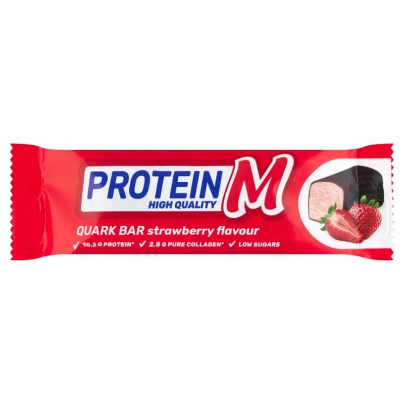 PROTEIN M Batonik z masy twarogowej o smaku truskawkowym z kolagenem 40 g