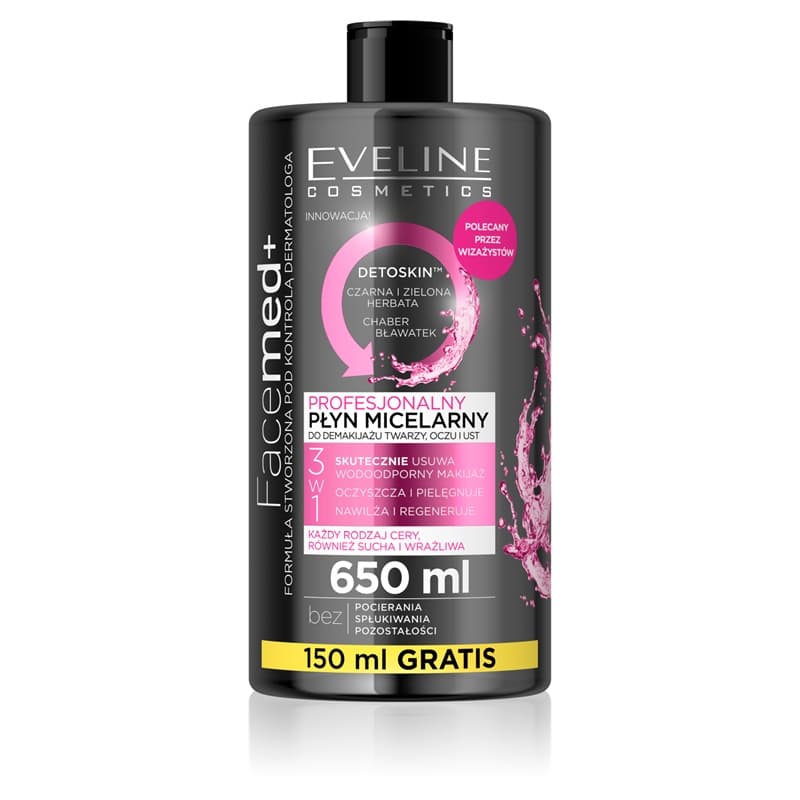 EVELINE FACEMED+ Płyn micelarny 3w1 Profesjonalny 650 ml