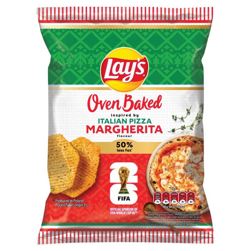 LAY'S OVEN BAKED Pieczone formowane chipsy ziemniaczane o smaku pizzy margherita 110 g