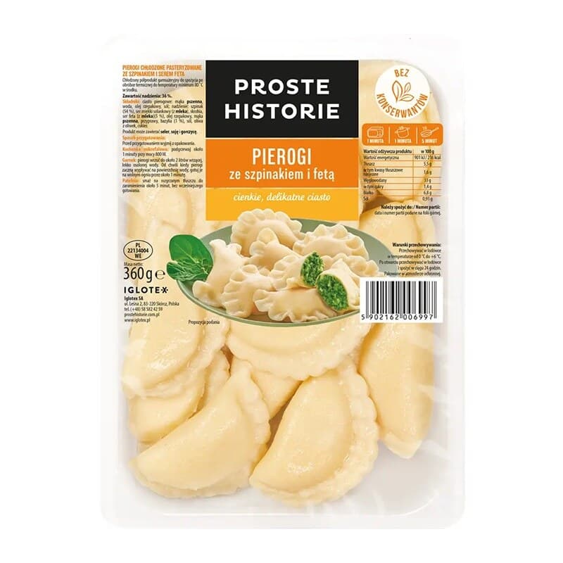 PROSTE HISTORIE Pierogi ze szpinakiem i fetą 360 g