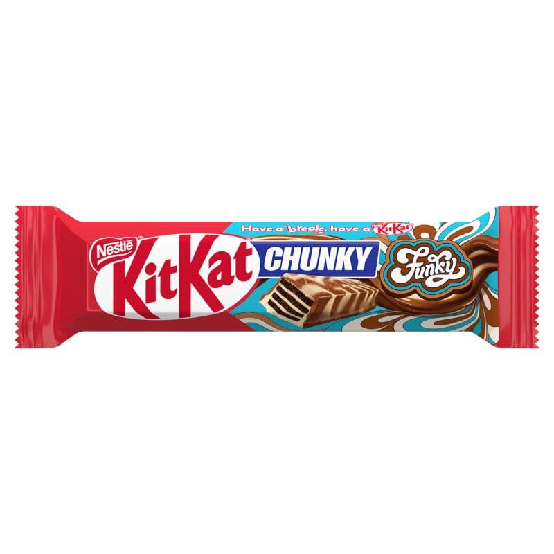 KITKAT CHUNKY FUNKY Chrupiący wafel kakaowy w czekoladzie mlecznej i białej polewie 40 g