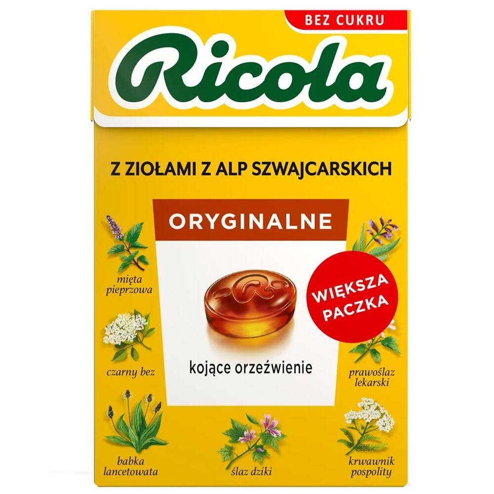 RICOLA Cukierki ziołowe Oryginalne bez cukru 40 g