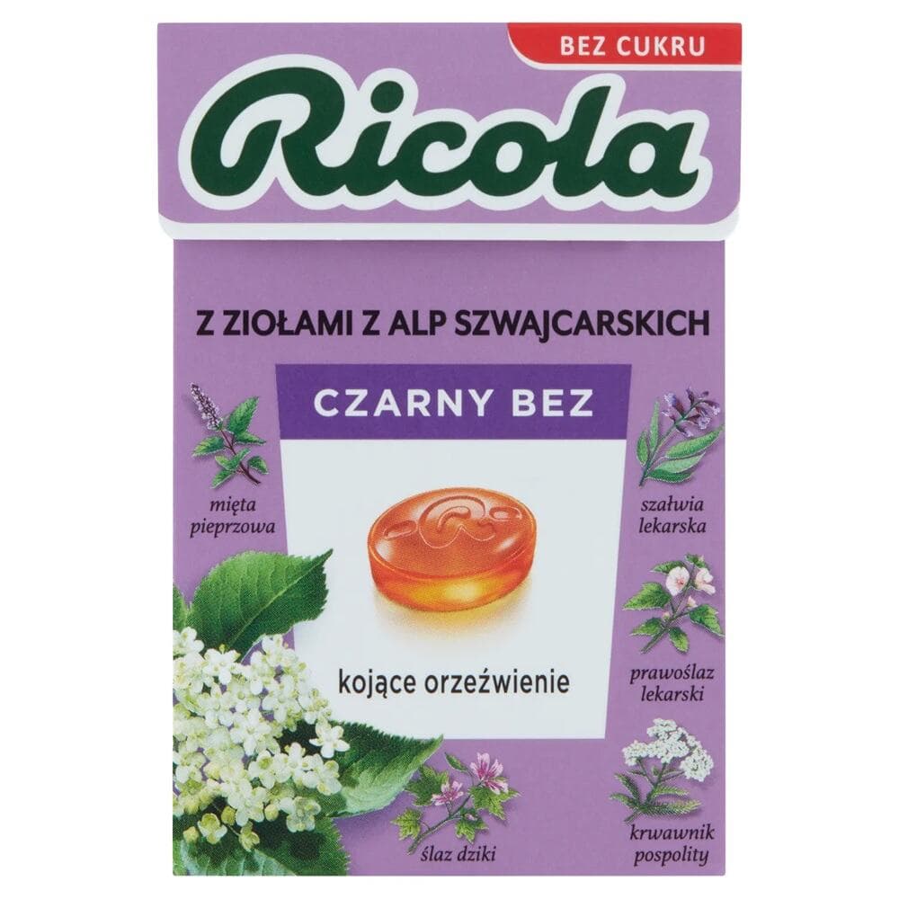 RICOLA Cukierki ziołowe Czarny bez bez cukru 27,5 g