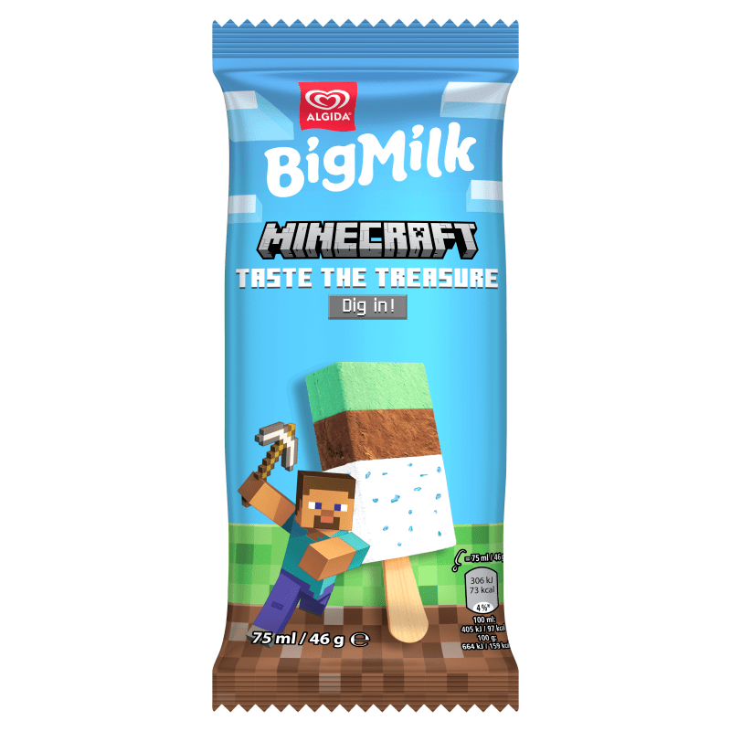BIG MILK Lody Minecraft na patyku 75 ml
