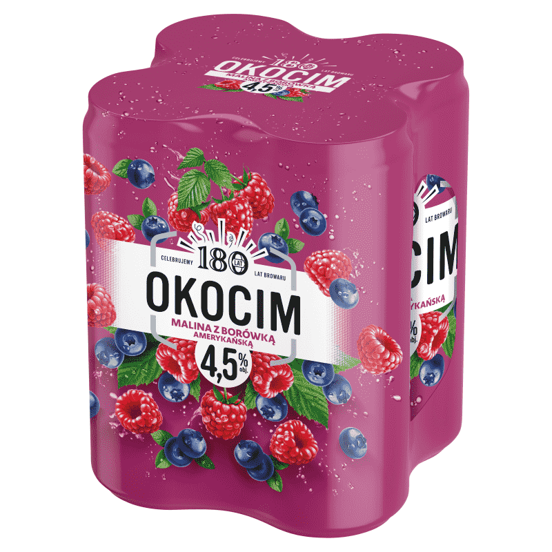 OKOCIM Piwo jasne malina z borówką amerykańską 4x500 ml