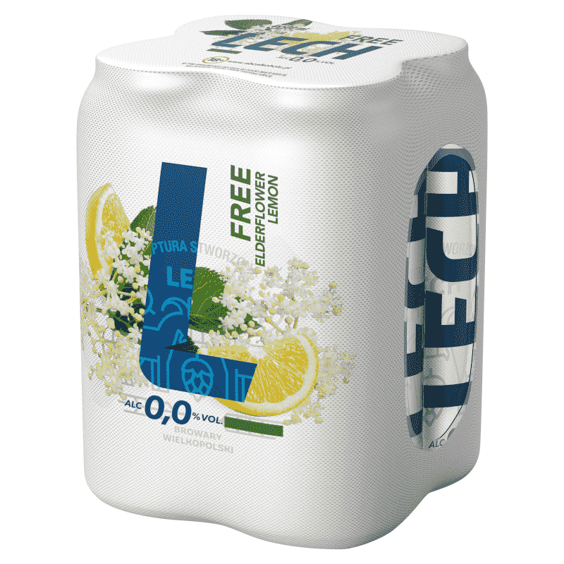 LECH FREE Piwo bezalkoholowe z napojem o smaku kwiatu bzu i cytryny 4x500 ml