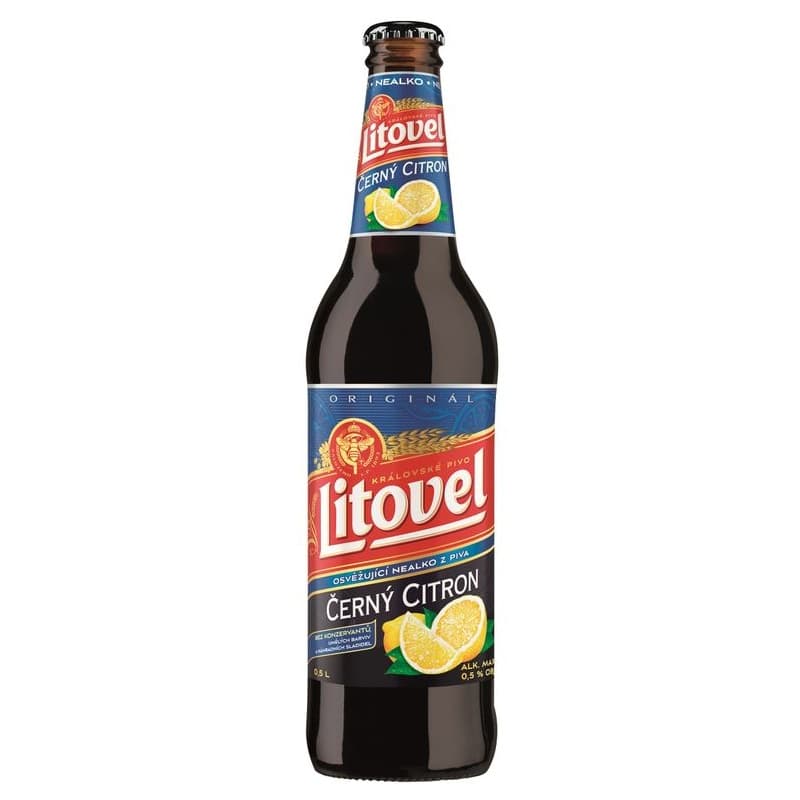 LITOVEL Piwo bezalkoholowe ciemne o smaku cytrynowym butelka 500 ml