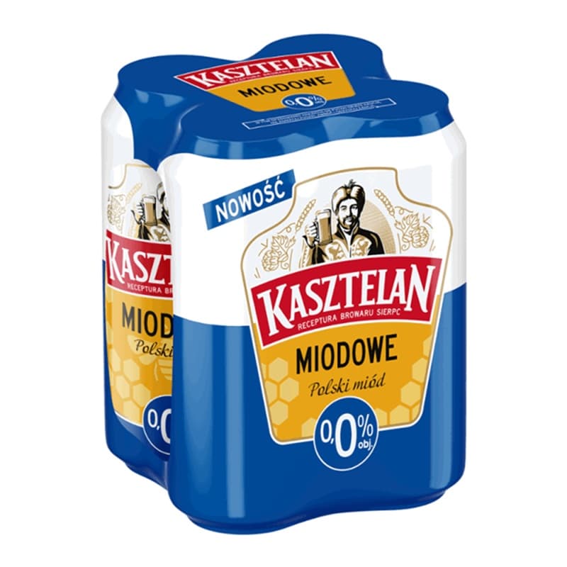 KASZTELAN Piwo bezalkoholowe miodowe 4x500 ml