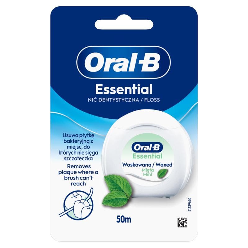 ORAL-B ESSENTIAL FLOSS Woskowana nić dentystyczna o smaku miętowym 50 m 1 szt.