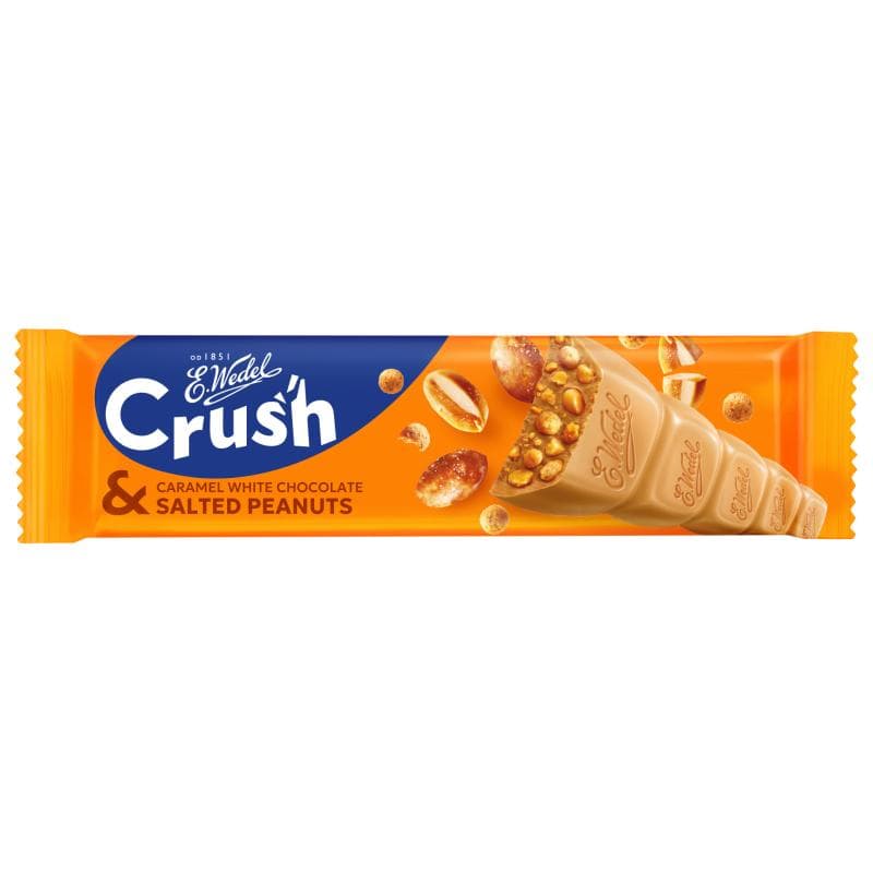 E. WEDEL CRUSH Baton z czekolady białej karmelowej z karmelizowanymi orzeszkami arachidowymi 25 g