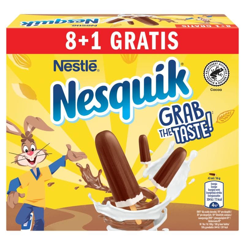 NESQUIK Lody kakaowe-waniliowe na patyku 9 szt. 387 ml