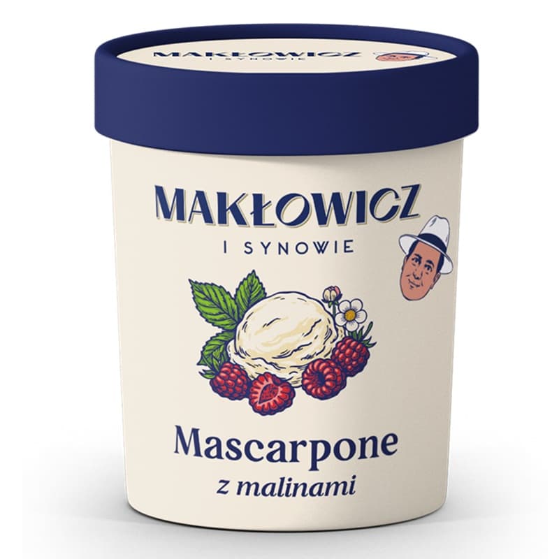 MAKŁOWICZ I SYNOWIE Lody o smaku mascarpone z malinami w kubku 460 ml