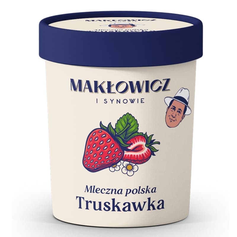MAKŁOWICZ I SYNOWIE Lody o smaku mlecznej polskiej truskawki w kubku 460 ml