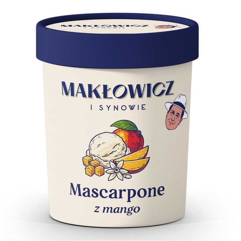 MAKŁOWICZ I SYNOWIE Lody o smaku mascarpone z mango w kubku 460 ml