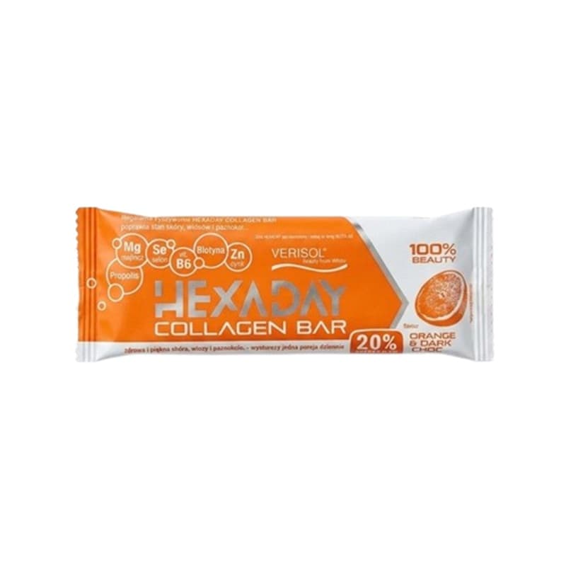 ŁYSOŃ HEXADAY Baton kolagenowy o smaku pomarańczowym w ciemnej czekoladzie 40 g