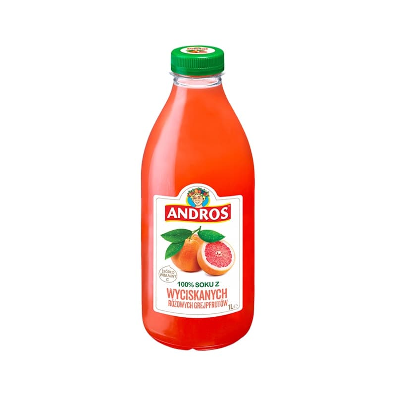 ANDROS Sok z wyciskanych różowych grejpfrutów 1000 ml