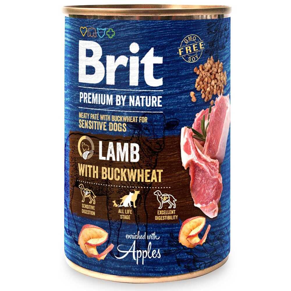 BRIT PREMIUM BY NATURE Karma mokra dla psów z jagnięciną i gryką Sensitive 400 g