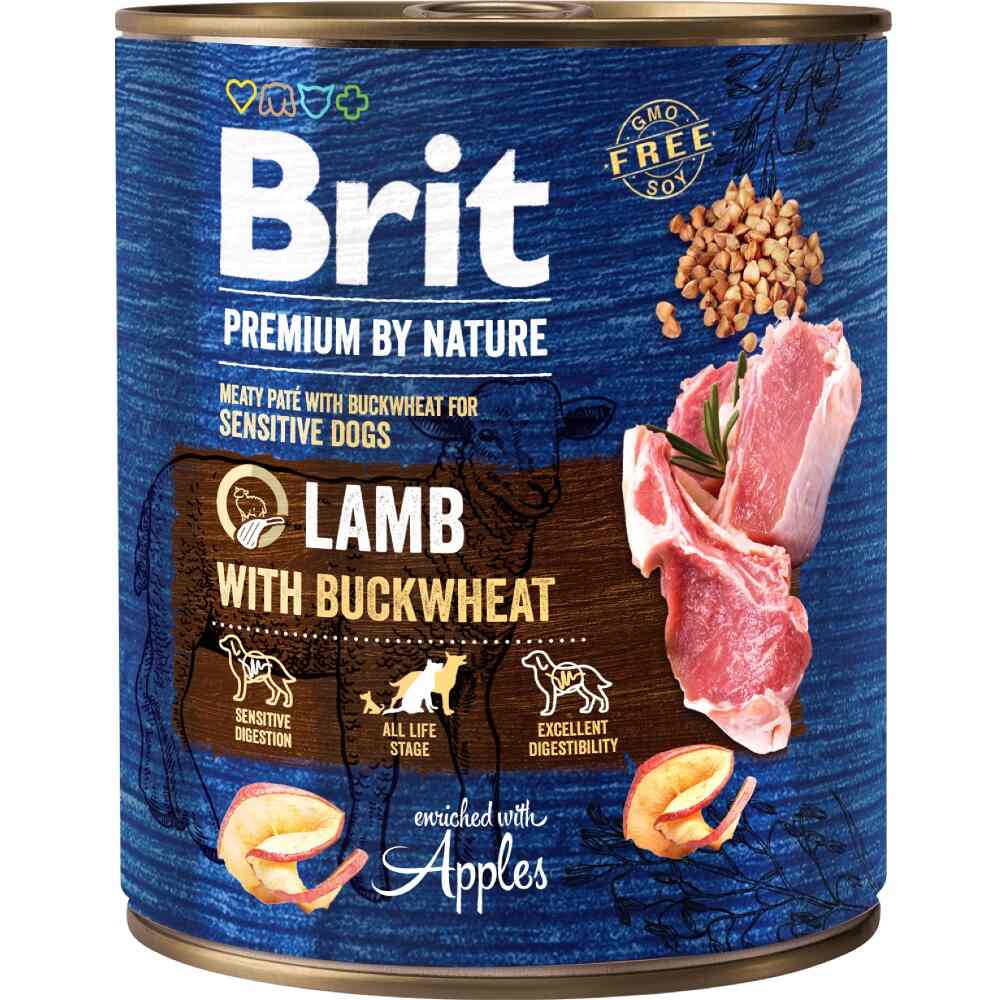 BRIT PREMIUM BY NATURE Karma mokra dla psów z jagnięciną i gryką Sensitive 800 g