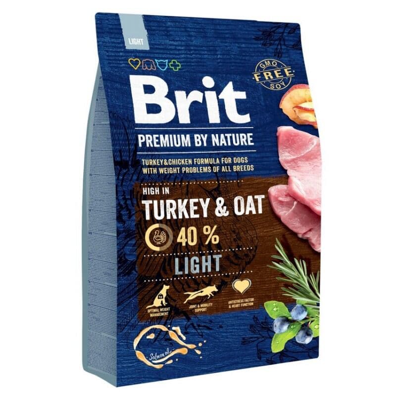 BRIT PREMIUM BY NATURE Karma sucha dla psów z indykiem i owsem Light 3000 g