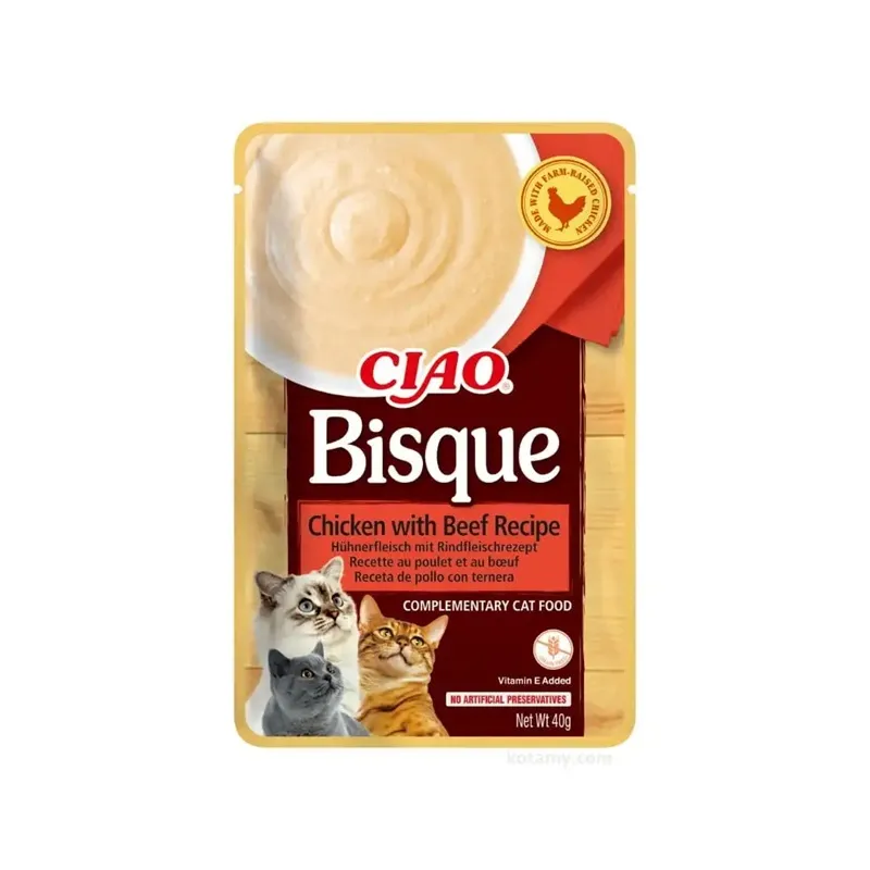 INABA CIAO BISQUE Karma mokra dla kotów z kurczakiem i wołowiną 40 g