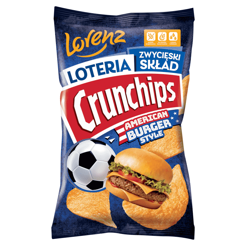 CRUNCHIPS Chipsy ziemniaczane o smaku amerykańskiego burgera 130 g