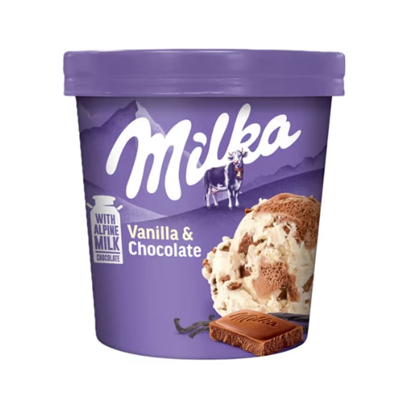 MILKA Lody waniliowe z czekoladą Vanilla & Chocolate w kubku 480 ml