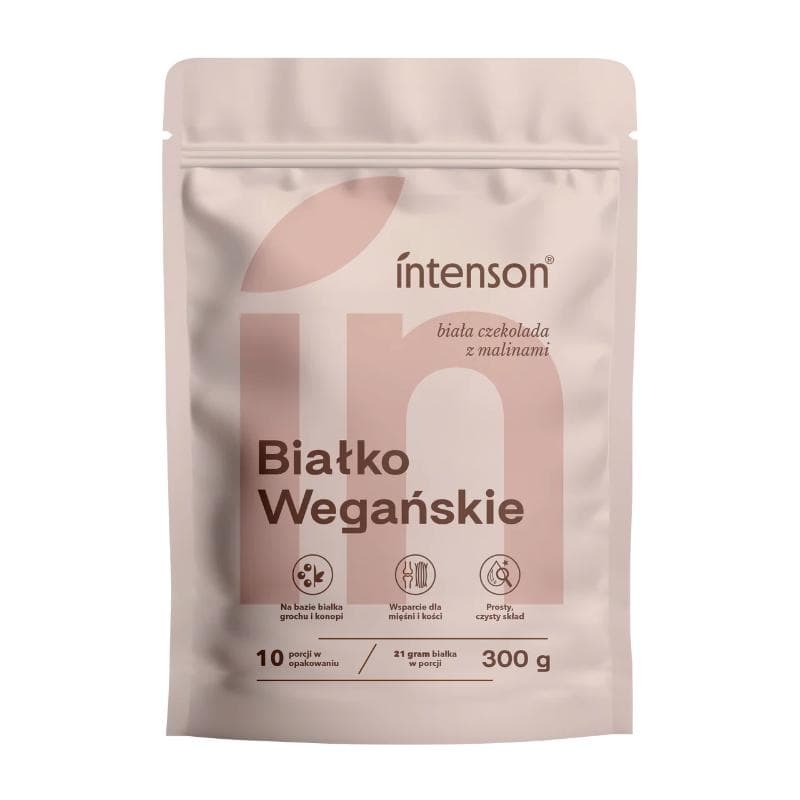 INTENSON Wegańskie białko o smaku białej czekolady i malin 300 g