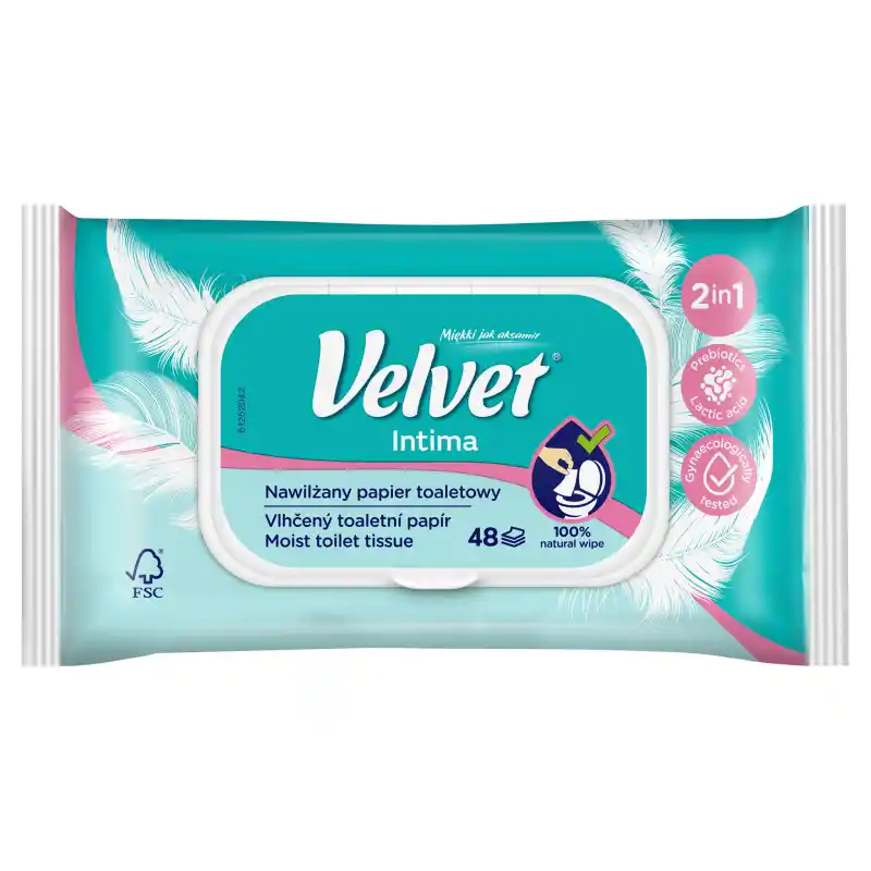 VELVET Nawilżany papier toaletowy Intima 48 szt.