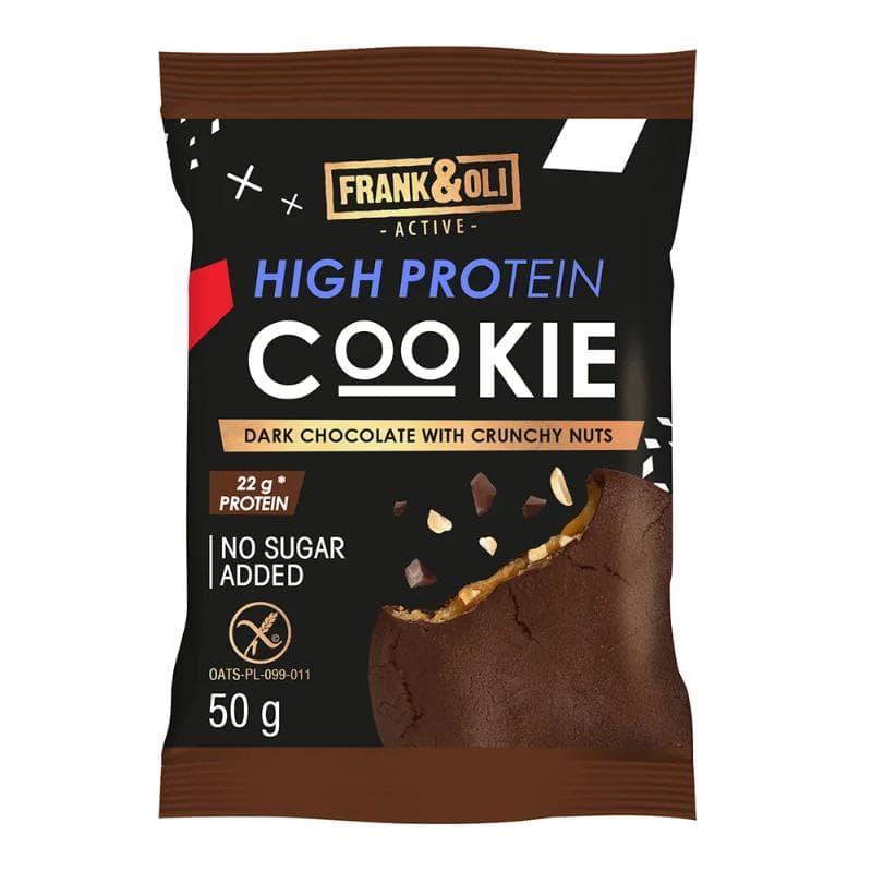 FRANK&OLI Ciasteczko proteinowe ciemna czekolada z orzechami bez dodatku cukru 50 g