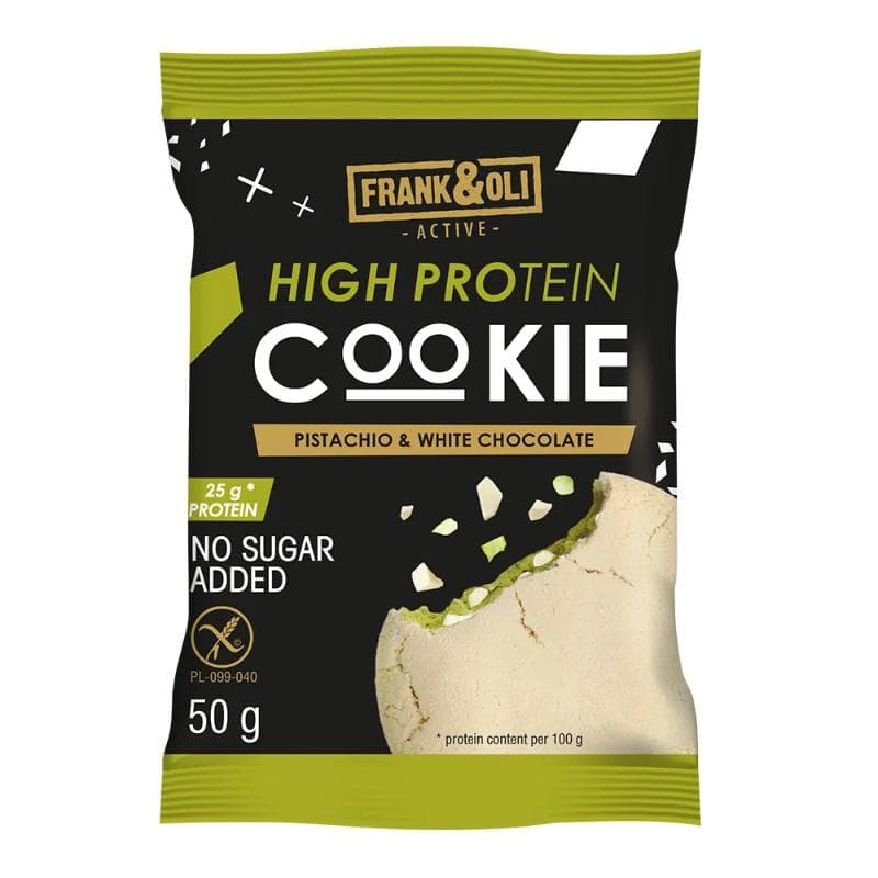 FRANK&OLI Ciasteczko proteinowe pistacja z białą czekoladą bez dodatku cukru 50 g