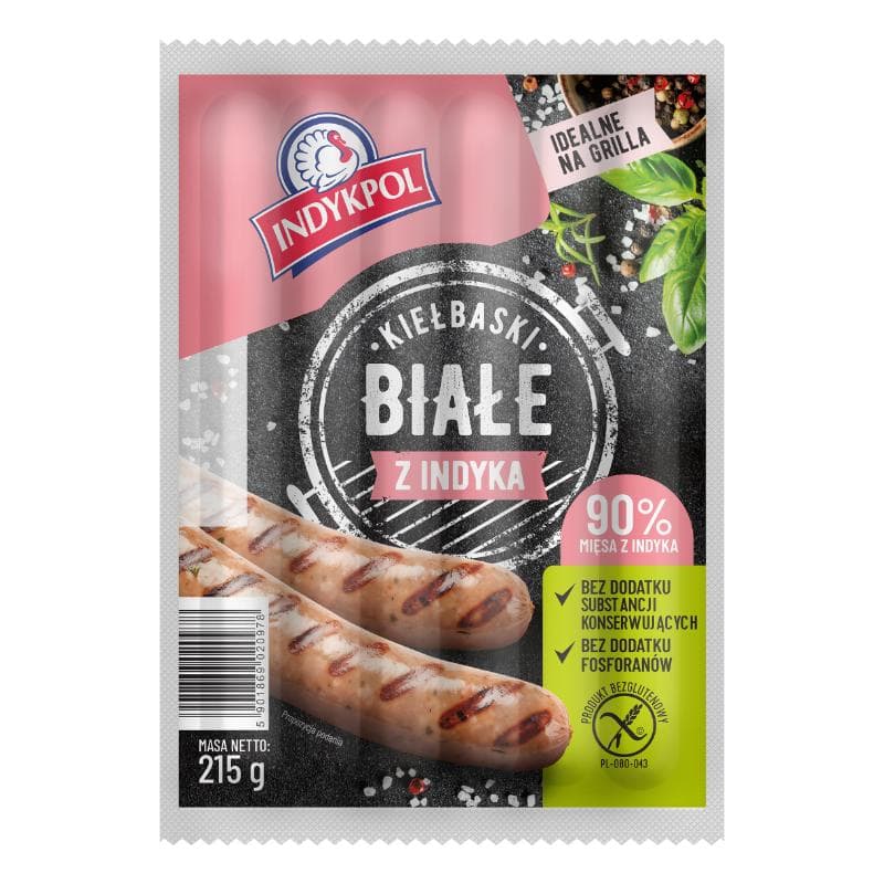 INDYKPOL Kiełbaski białe z indyka 215 g