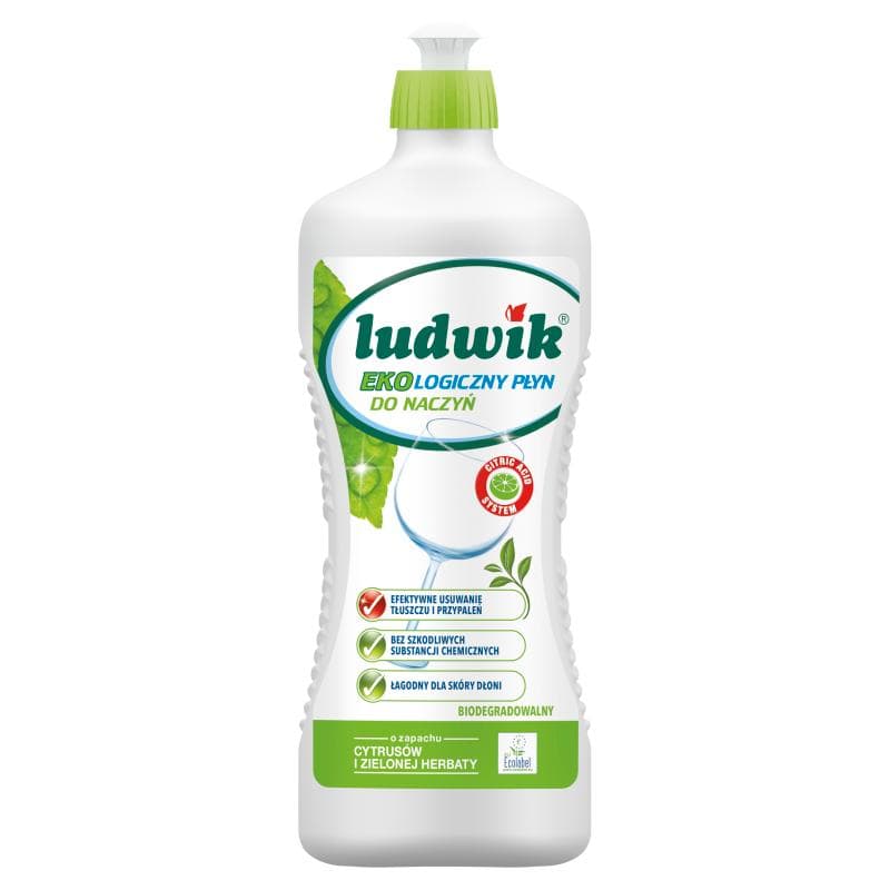 LUDWIK Ekologiczny płyn do mycia naczyń o zapachu cytrusów i zielonej herbaty 900 ml