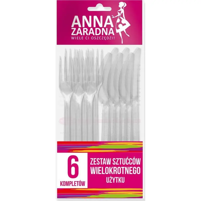 ANNA ZARADNA PICNIC & PARTY Zestaw sztućców wielokrotnego użytku 6 kompletów