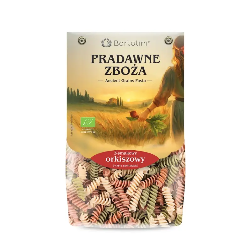 BARTOLINI Makaron orkiszowy 3 smakowy świderki pradawne zboża BIO 250 g